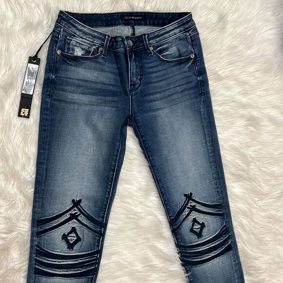 Cult of Individuality Jeans Zen Mid Rise Skinny Fading 77A1-Z44H Embroidered 27 - Picture 2 of 12